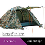 Flytop camping tent outdoor 2 people or 3perons double layer aluminum pole anti snow outdoor family tent with snow skirt