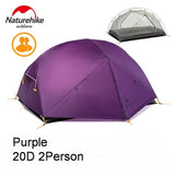 Naturehike Custom Mongar 2 3 Person Waterproof Double Layer Outdoor Tent Aluminum Rod Gray Ultralight Camping Tents Mat e-EMS