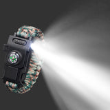 Survival paracord 4mm bracelet led multi