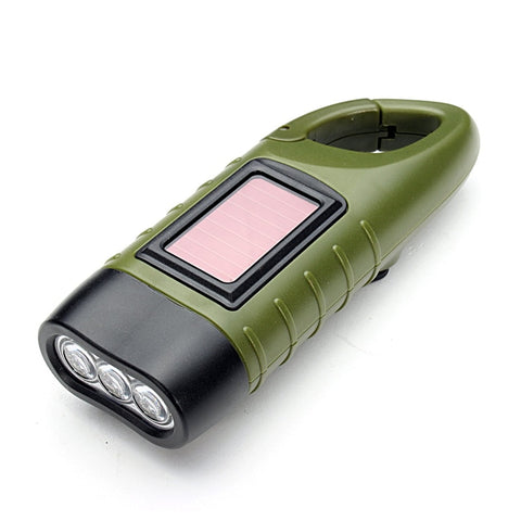 Mini Emergency Hand Crank Dynamo Solar Flashlight Rechargeable LED Light Lamp Charging Powerful Torch For Safety Survival