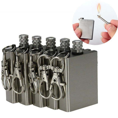 Outdoor Emergency Survival Camping Lighter Portable Stainless Steel Waterproof Forever Lighter Match Keychain No Oil